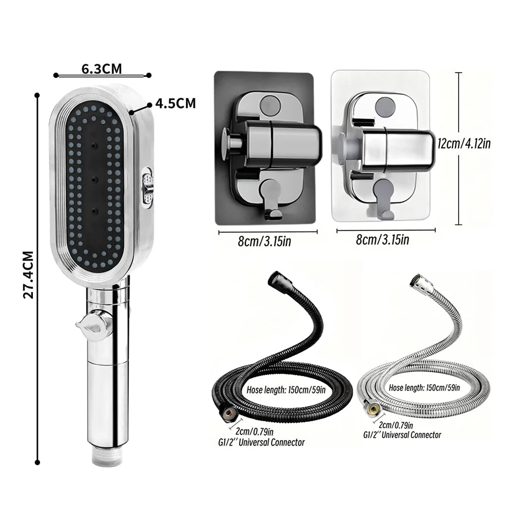 3 Modes Handheld Shower Head Strong High Pressure Water Saving Filtered Showerhead Fall-Resistant ABS Bathroom Shower Nozzle