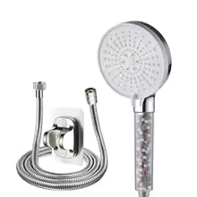 5-Speed Adjustable Handheld Filter Booster Shower Head with Negative Ion Hard Water Softening Technology