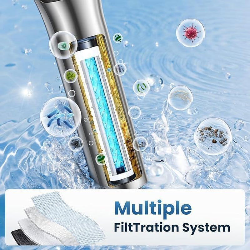 Filtered Shower Head with Handheld, High Pressure for Hard Water | 3 Spray Modes, Adjustable Angle Shower Head Water Softener, Removable Showerhead with Replacable Filter-59Ft Hose