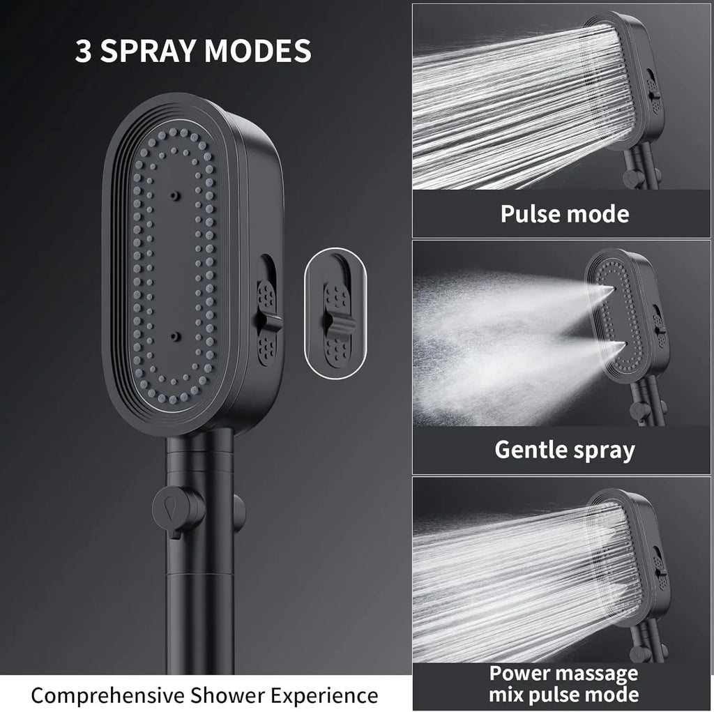 3 Modes Handheld Shower Head Strong High Pressure Water Saving Filtered Showerhead Fall-Resistant ABS Bathroom Shower Nozzle