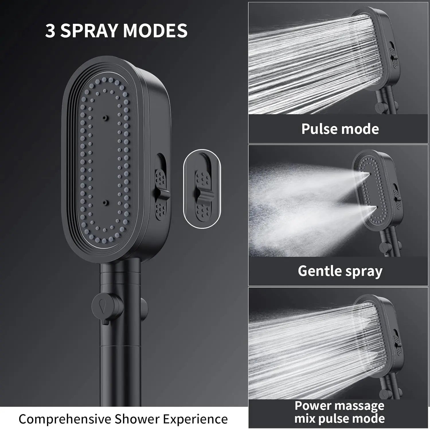 3 Modes Handheld Shower Head Strong High Pressure Water Saving Filtered Showerhead Fall-Resistant ABS Bathroom Shower Nozzle