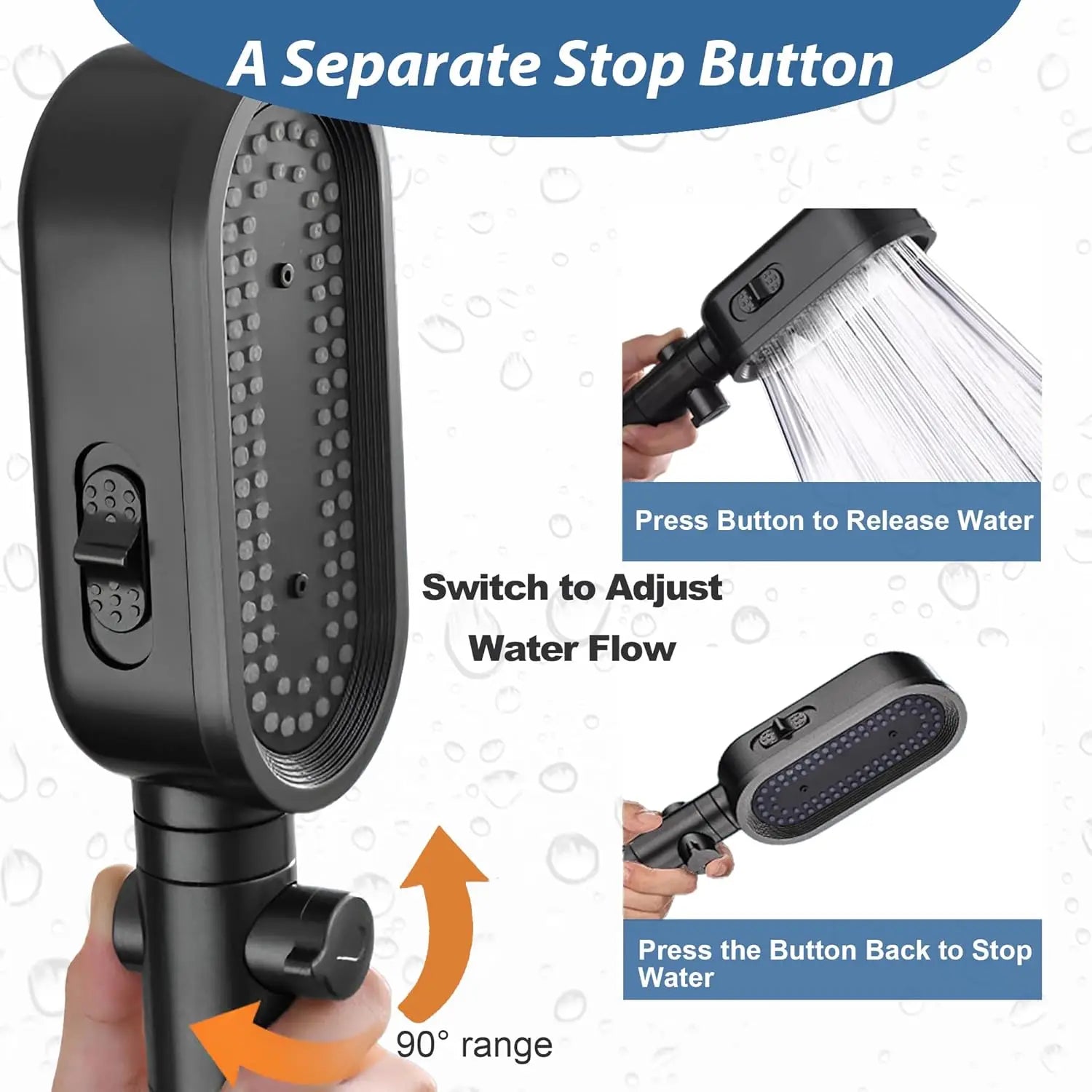 3 Modes Handheld Shower Head Strong High Pressure Water Saving Filtered Showerhead Fall-Resistant ABS Bathroom Shower Nozzle