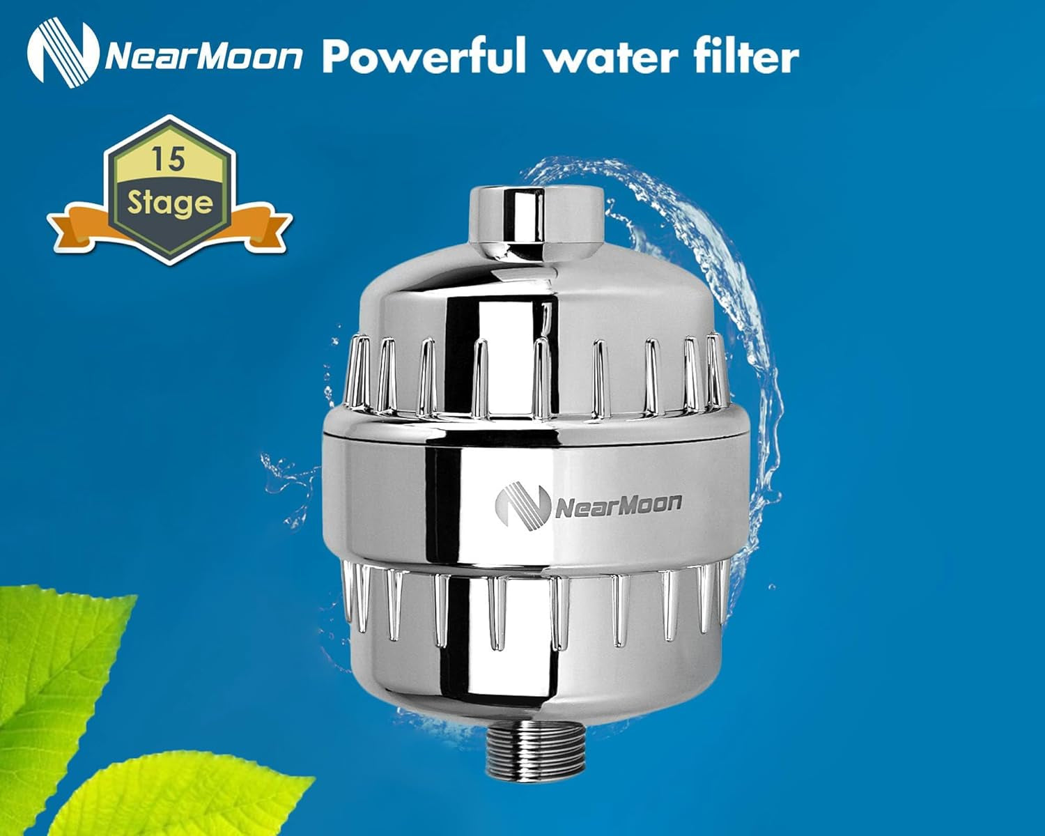 Shower Head and 15 Stage Shower Filter Combo, High Pressure Filtered Shower for Hard Water, Improves the Condition of Your Skin, Hair (6 Inch, Chrome)